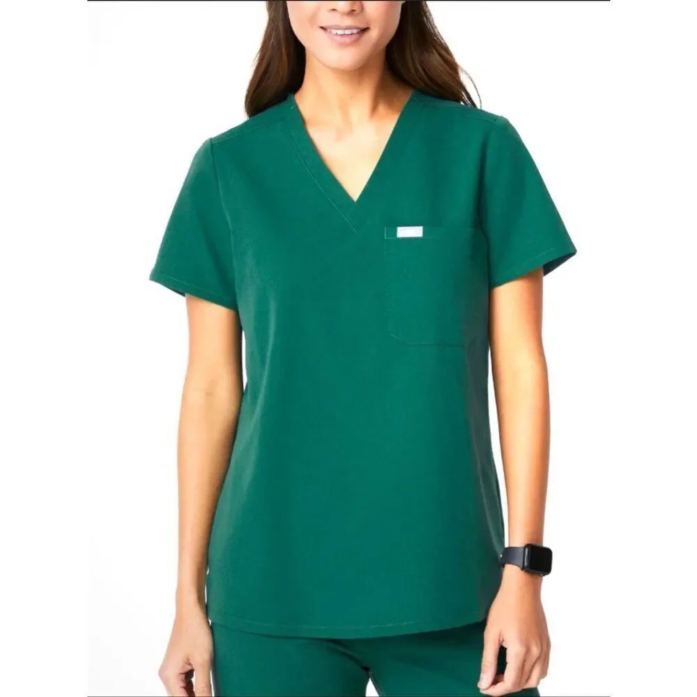 FIGS Technical Catarina One Pocket Scrub Top Cactus Green Women's Large